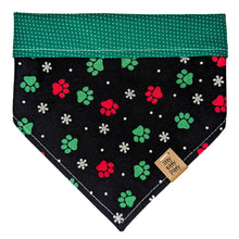 Load image into Gallery viewer, Holiday Paw Print Pet Bandana
