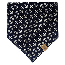 Load image into Gallery viewer, Navy Anchors Pet Bandana
