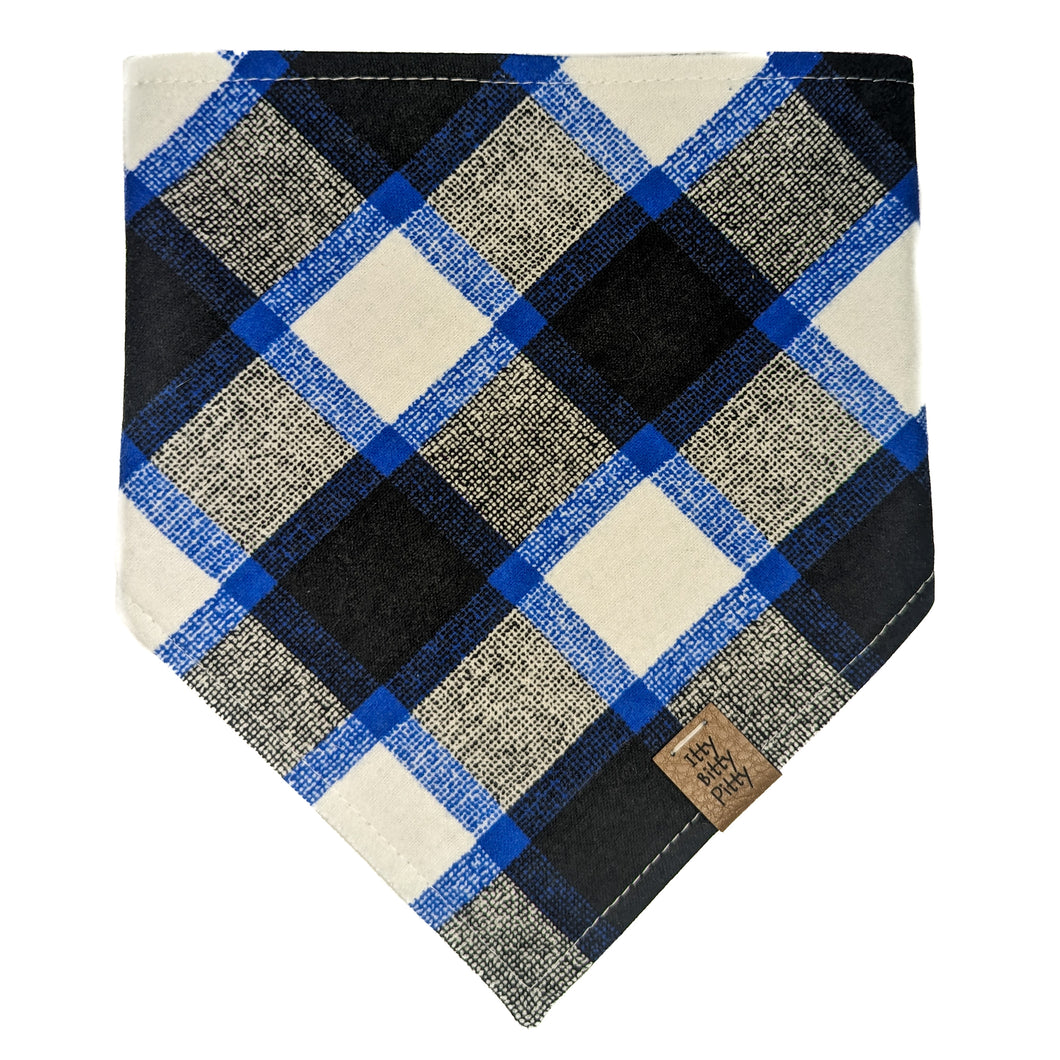 Dark Blue Plaid Pet Bandana